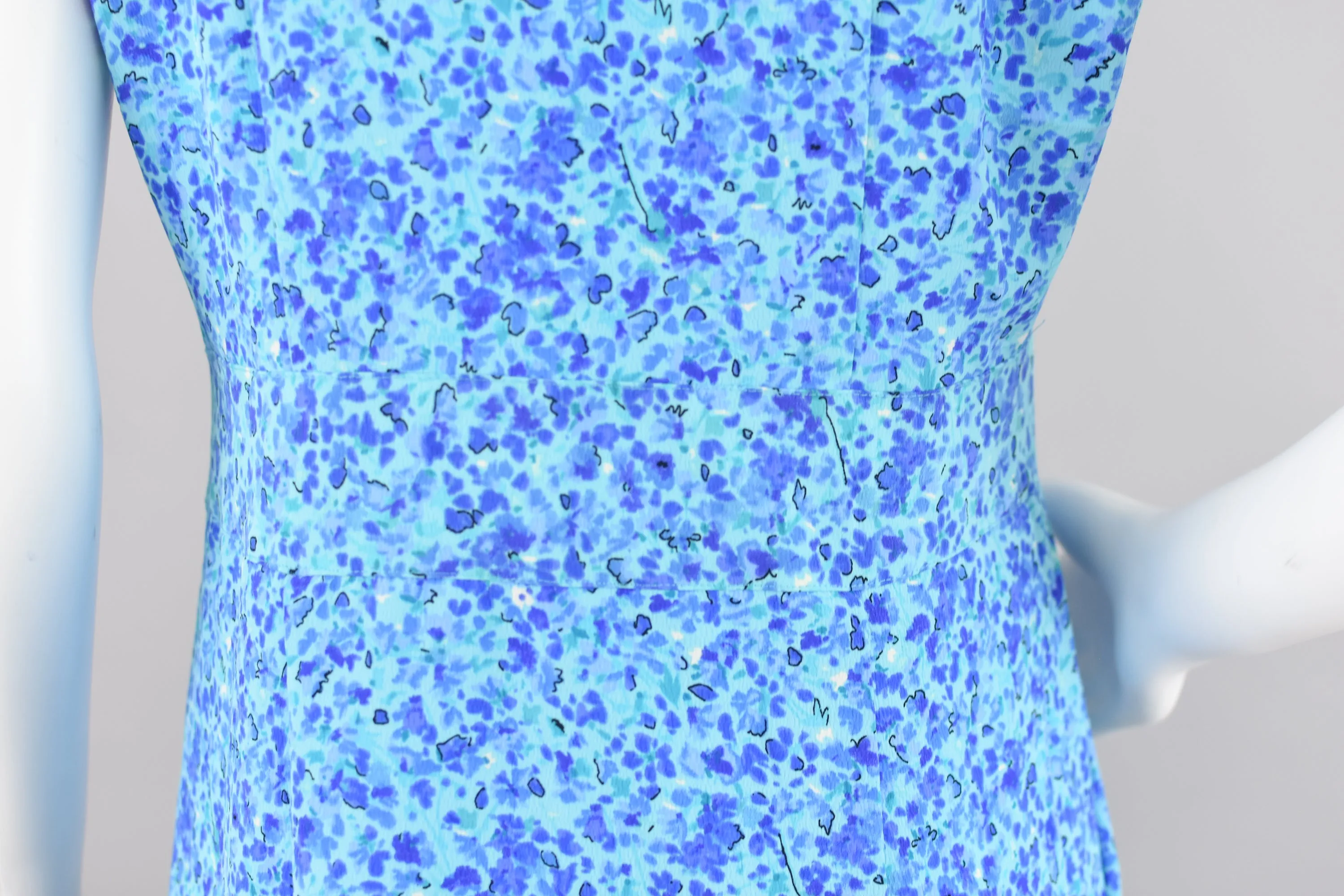 90s Blue Floral Long Length Maxi Dress, Women's Size 8