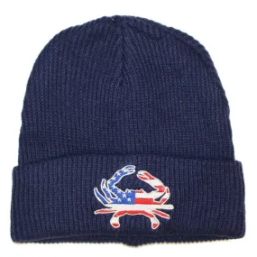 American Flag Crab (Blue) / Slouchy Knit Beanie Cap