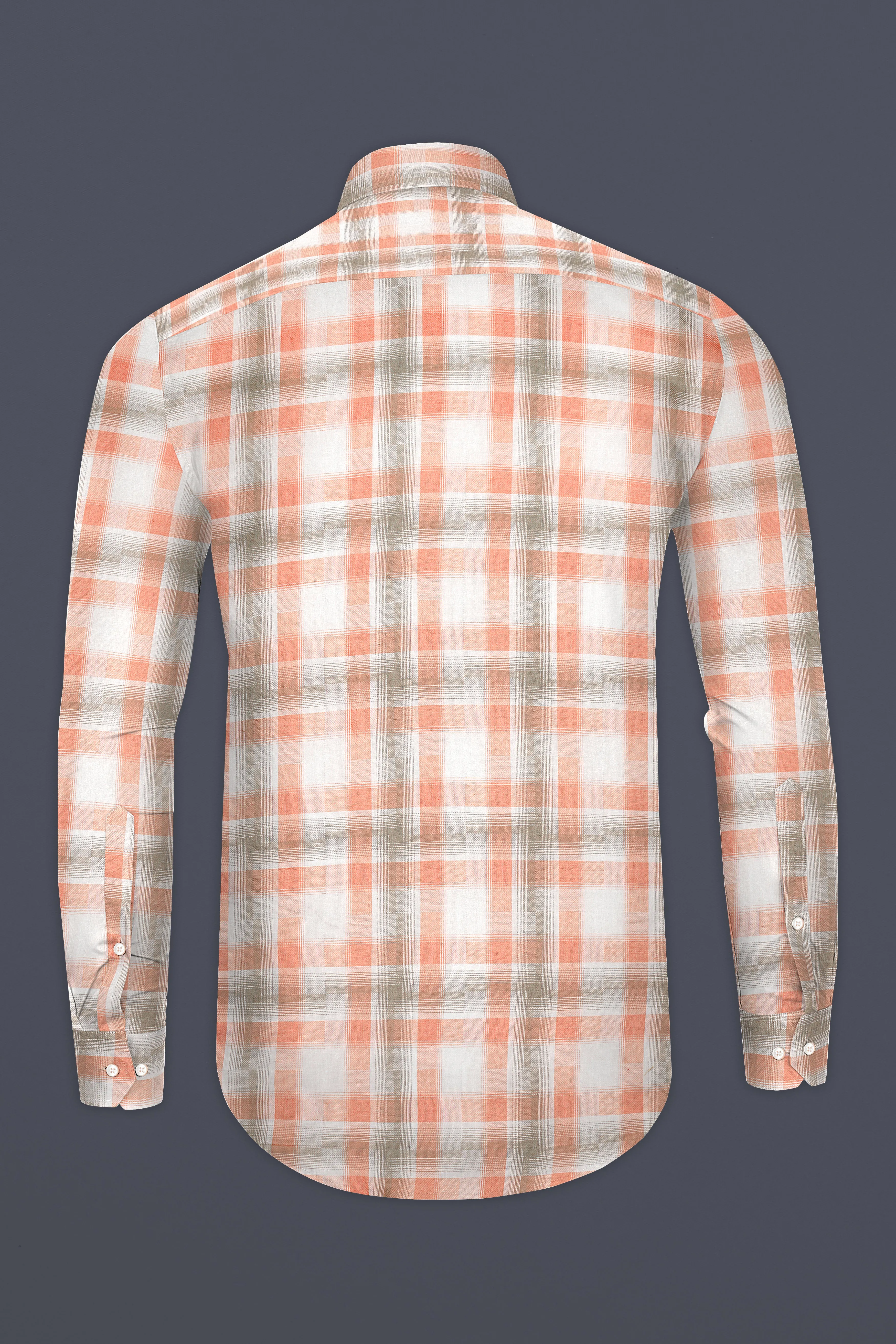 Beaver Brown and Zinnwaldite Twill Checkered Premium Cotton Shirt