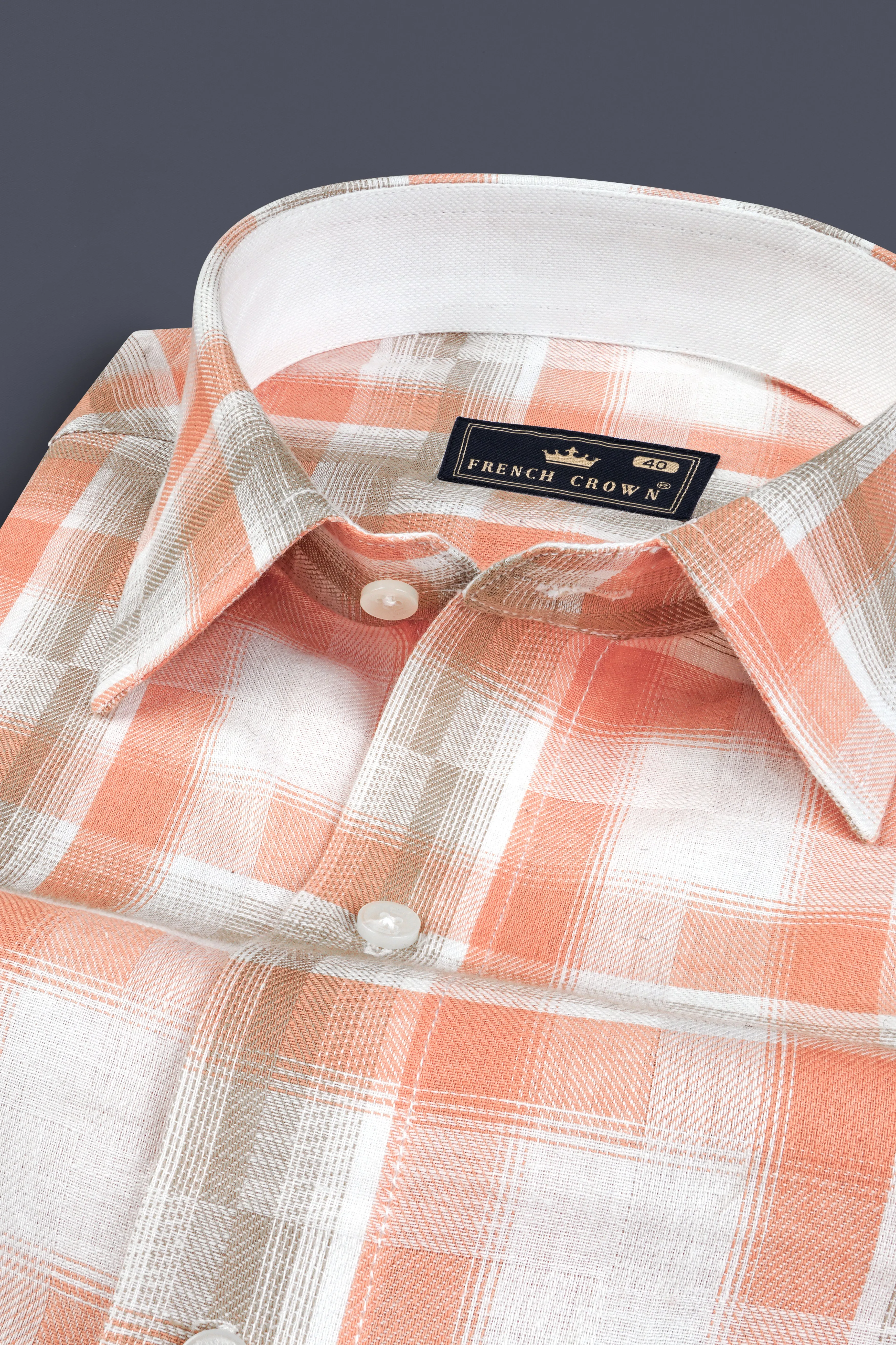 Beaver Brown and Zinnwaldite Twill Checkered Premium Cotton Shirt