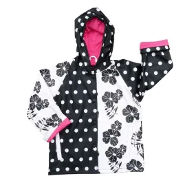 Big Girls Black White Rain Coat 8-10