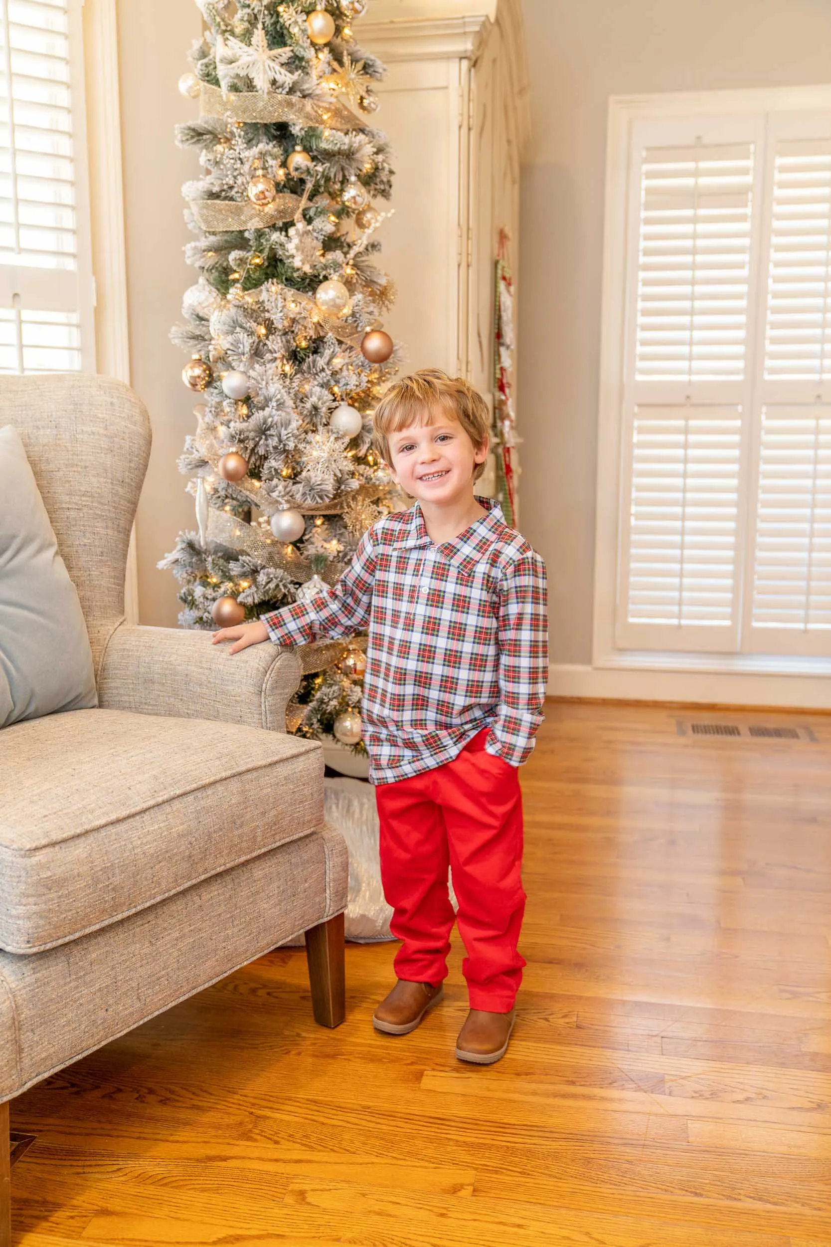 Boys Christmas Plaid Shorts