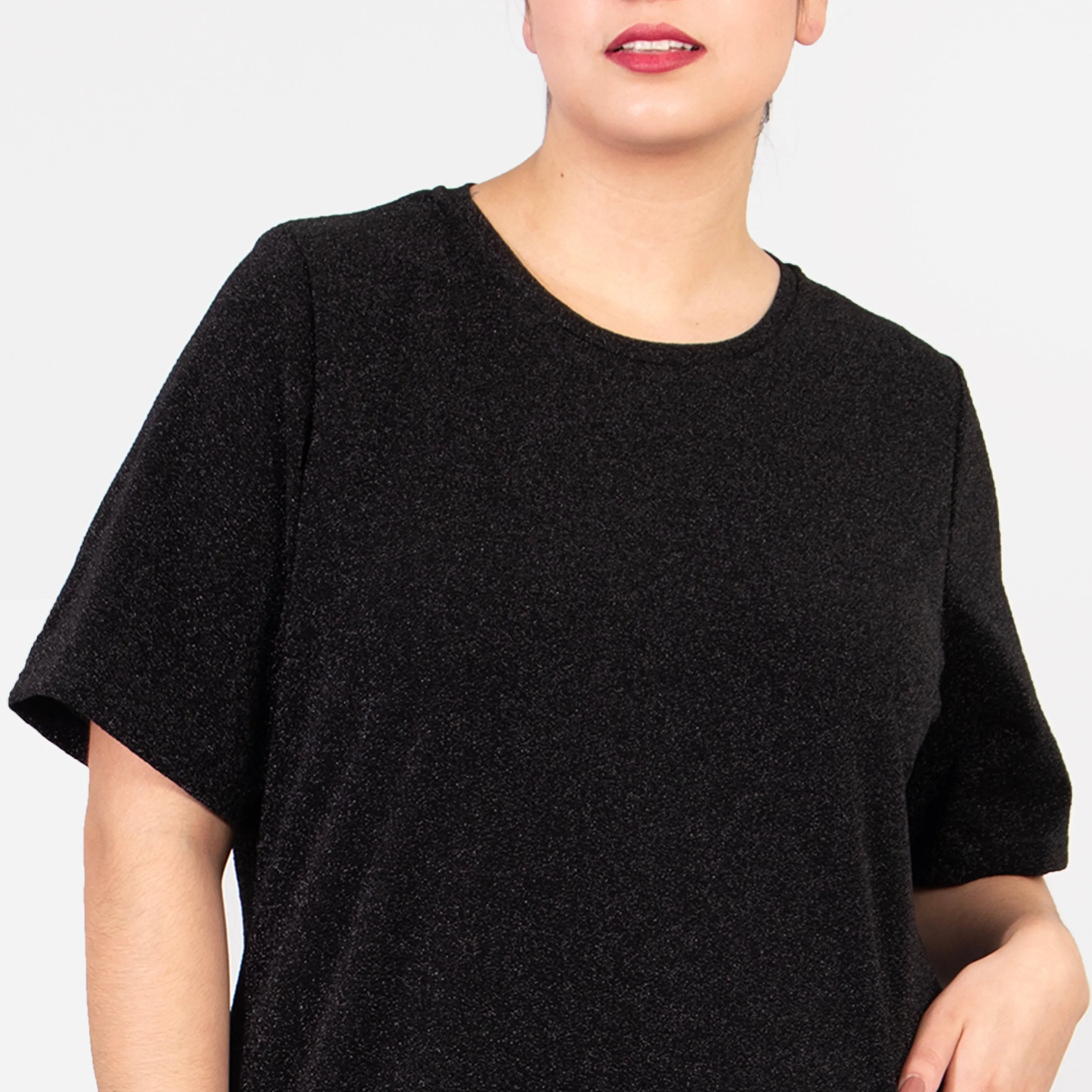 Celeste Midaxi T-Shirt Dress - Black, Glitter