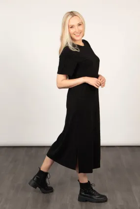 Celeste Midaxi T-Shirt Dress - Black, Glitter