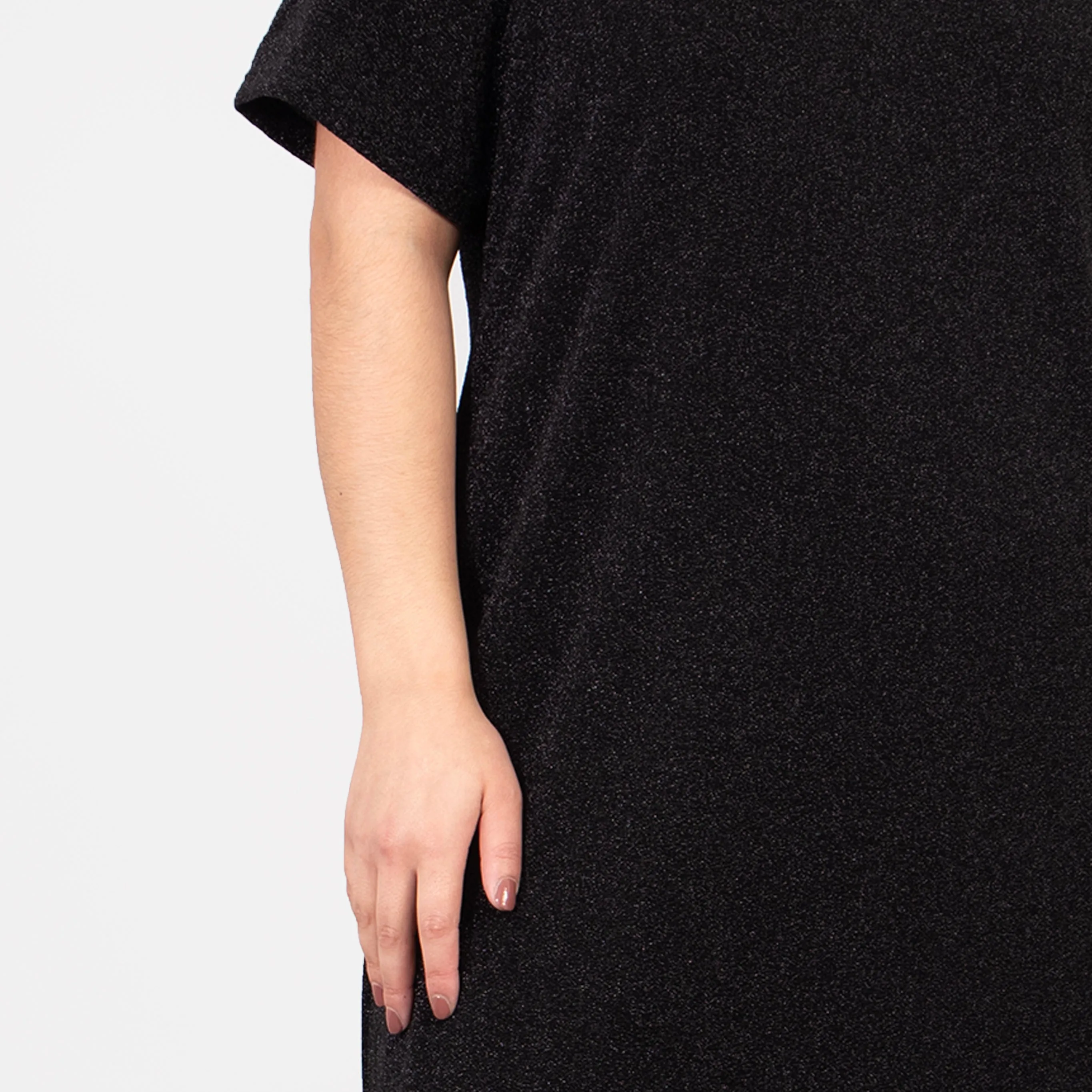 Celeste Midaxi T-Shirt Dress - Black, Glitter