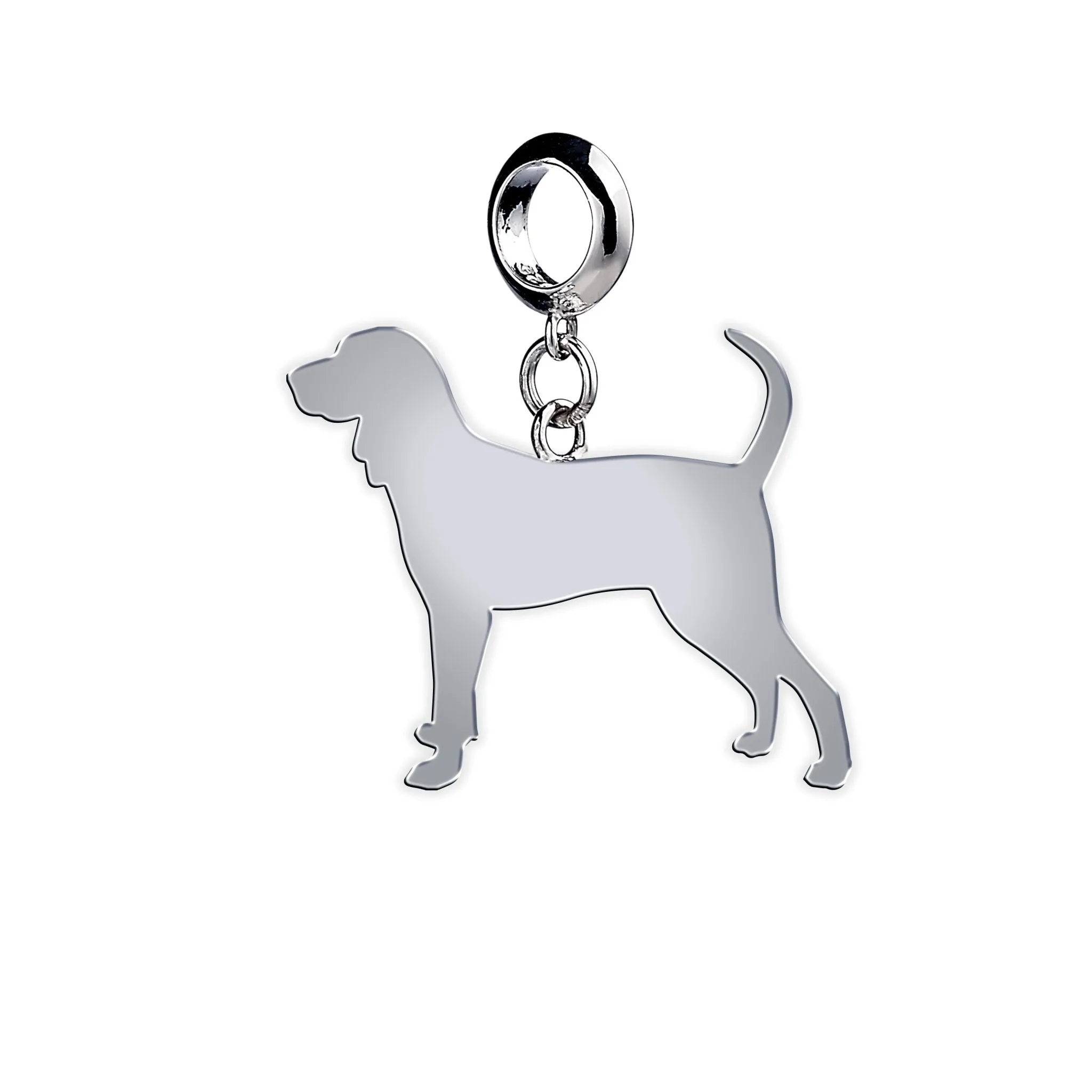 Coonhound Silhouette Silver Charm