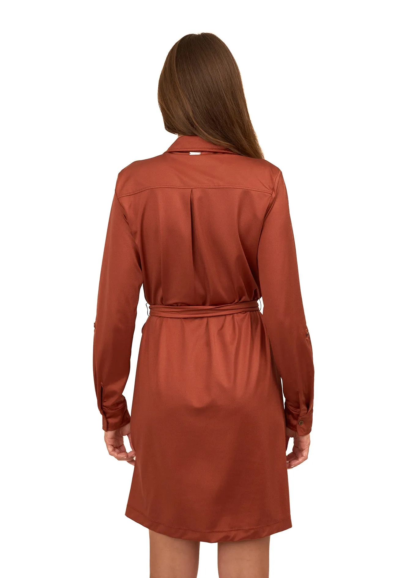 Copper Button Down Shirt Dress