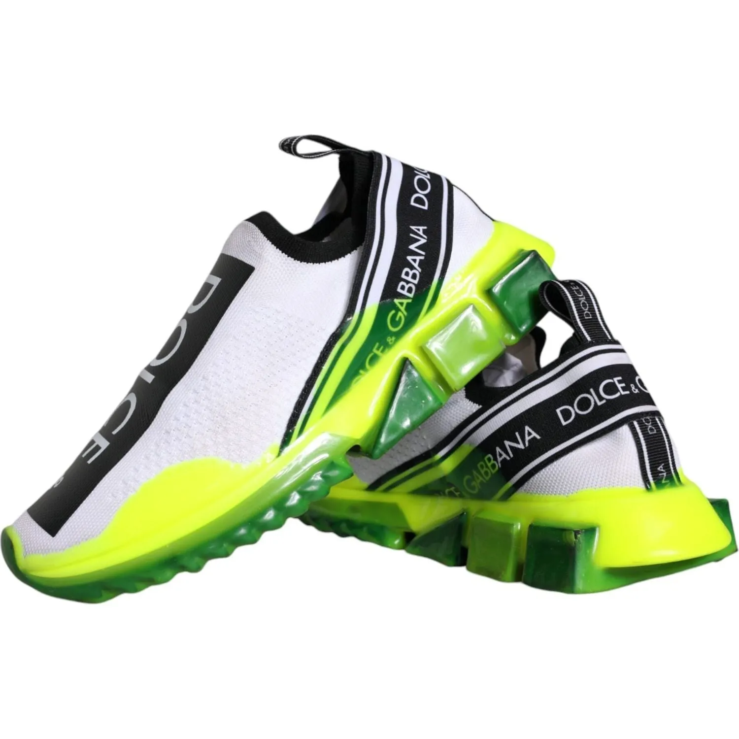 Dolce & Gabbana White Yellow Slip On Sorrento Sneakers Shoes