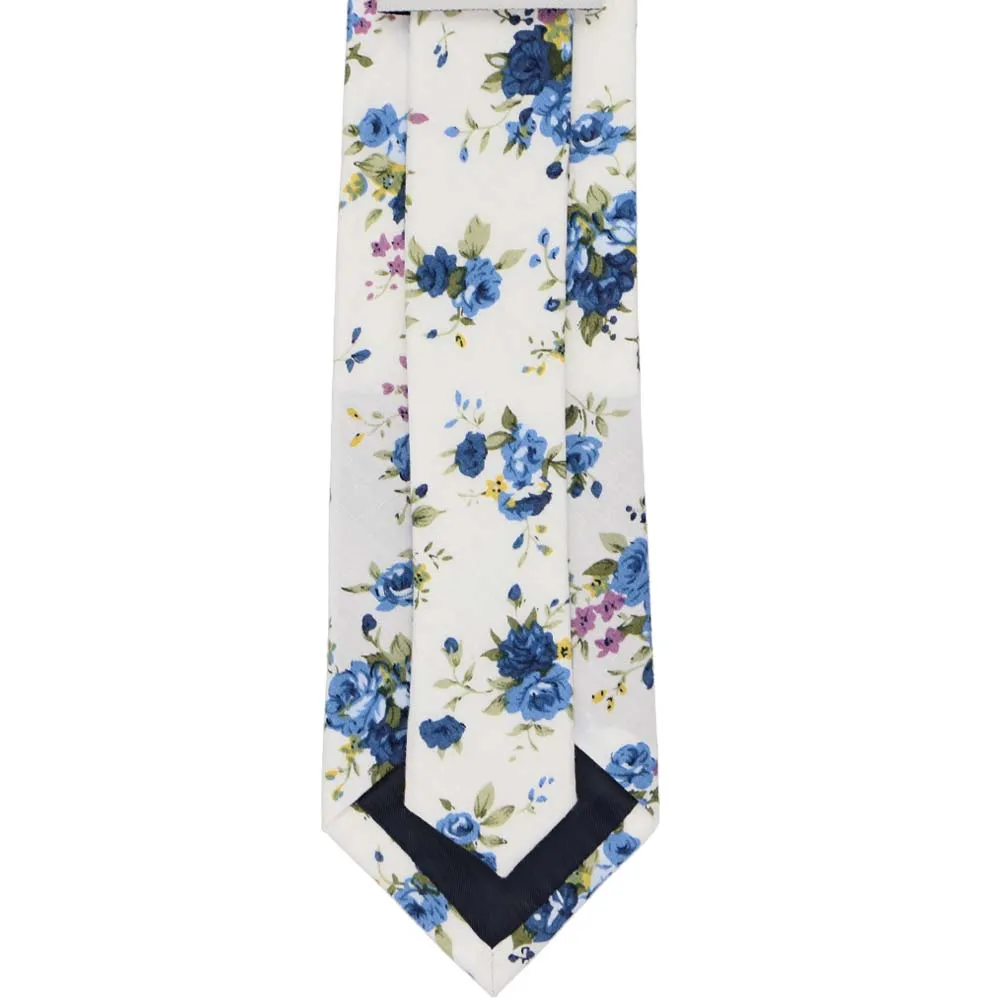 Dusty Blue and White Burbank Floral Tie