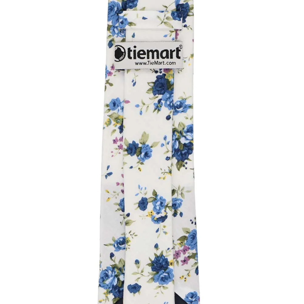Dusty Blue and White Burbank Floral Tie