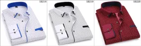 Fashion Print Casual Men Long Sleeve Shirt Stitching Fashion Pocket