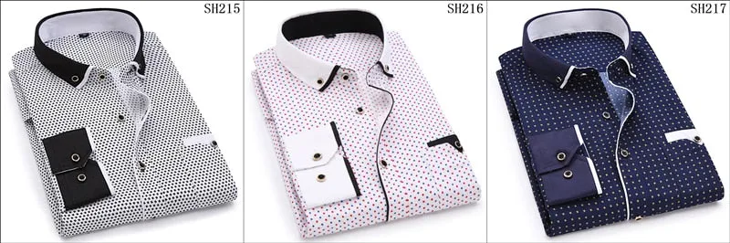 Fashion Print Casual Men Long Sleeve Shirt Stitching Fashion Pocket