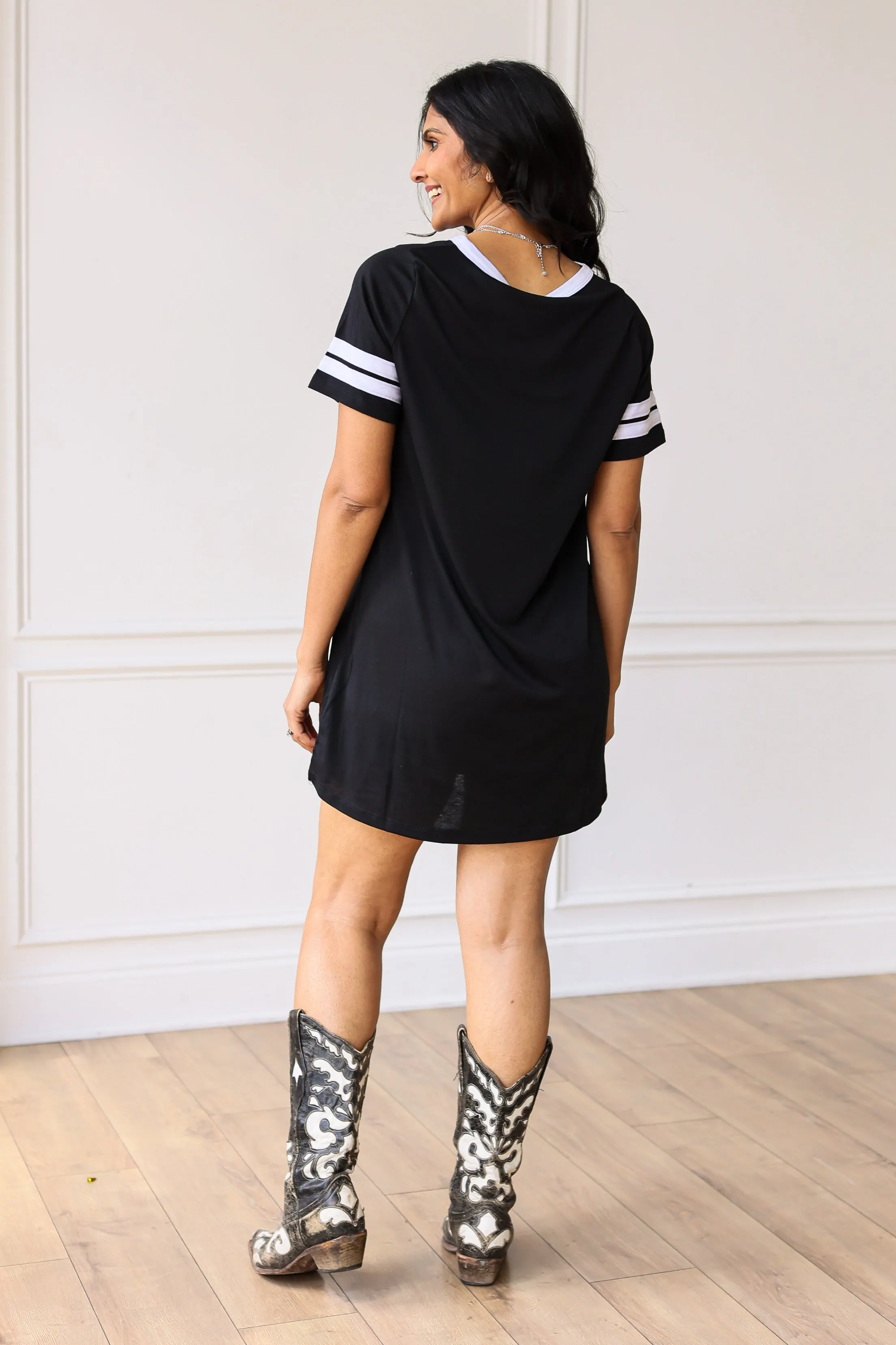 Game Day Silver Glitter on Black Team Spirit Dress
