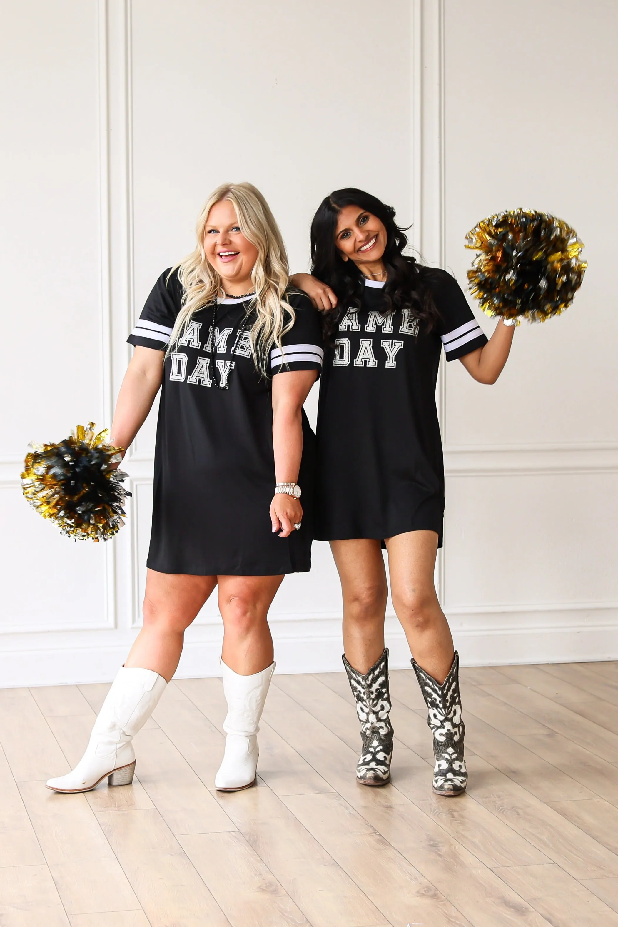 Game Day Silver Glitter on Black Team Spirit Dress