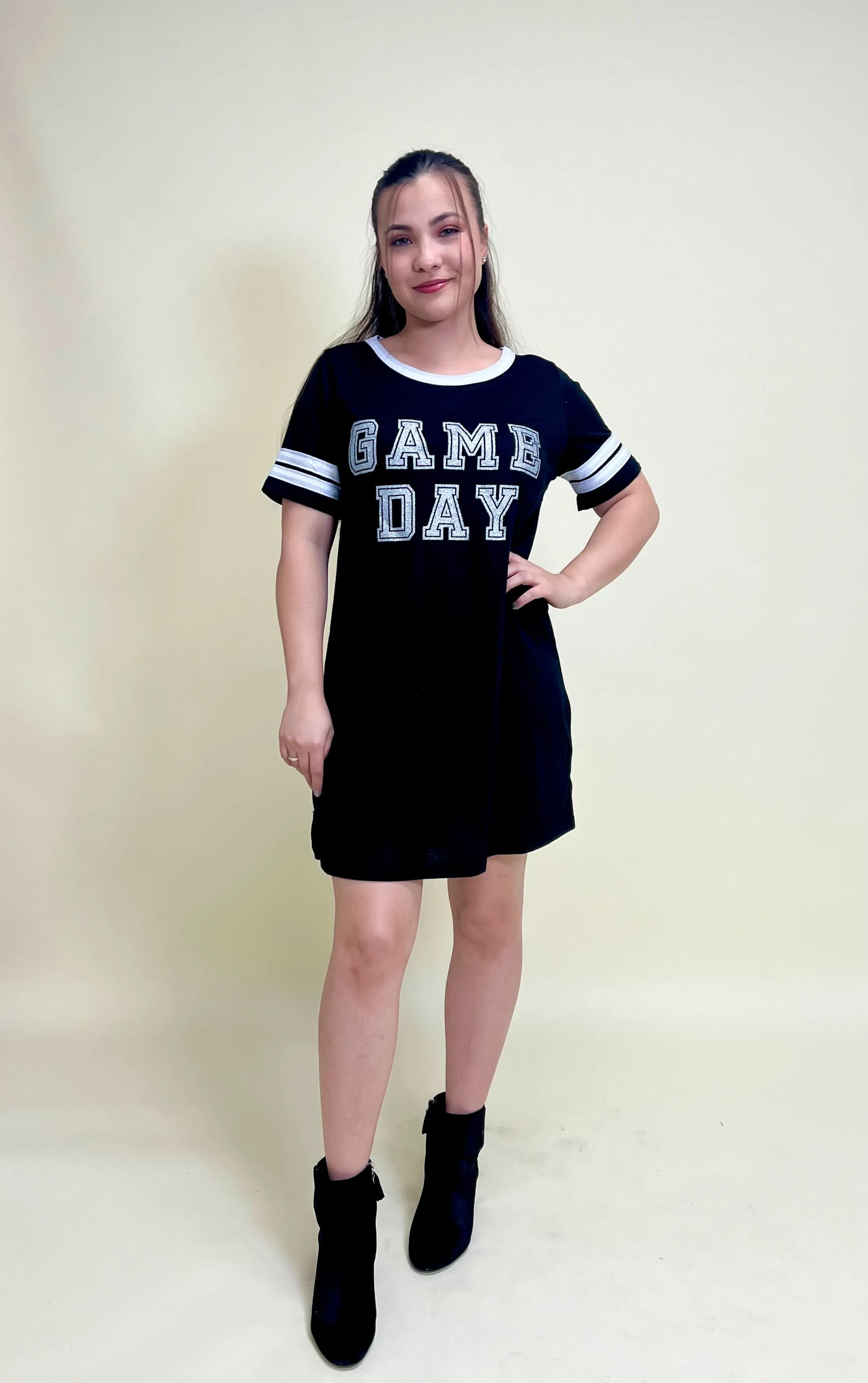 Game Day Silver Glitter on Black Team Spirit Dress