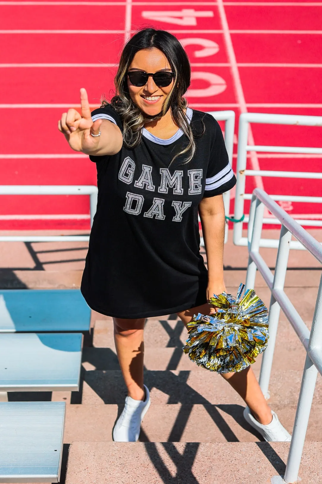 Game Day Silver Glitter on Black Team Spirit Dress