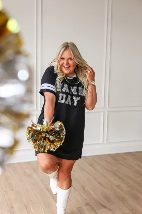 Game Day Silver Glitter on Black Team Spirit Dress