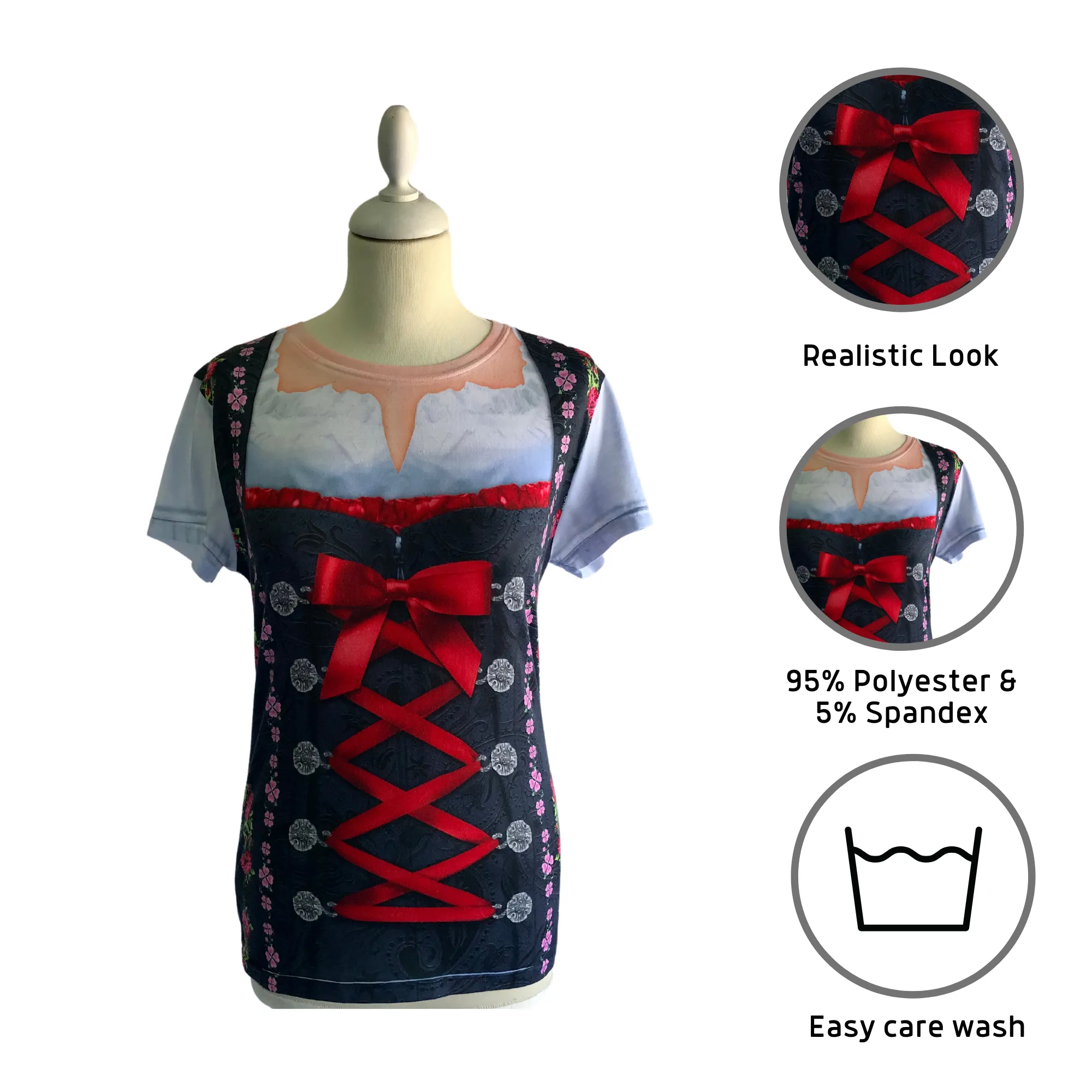 German Costume Dirndl Realistic Faux Edelweiss Shirt