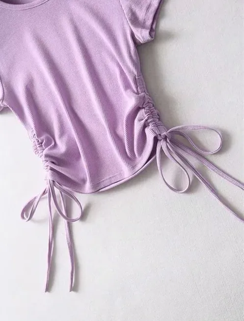 Girl's Side Drawstring-tie Ruched Tank Top