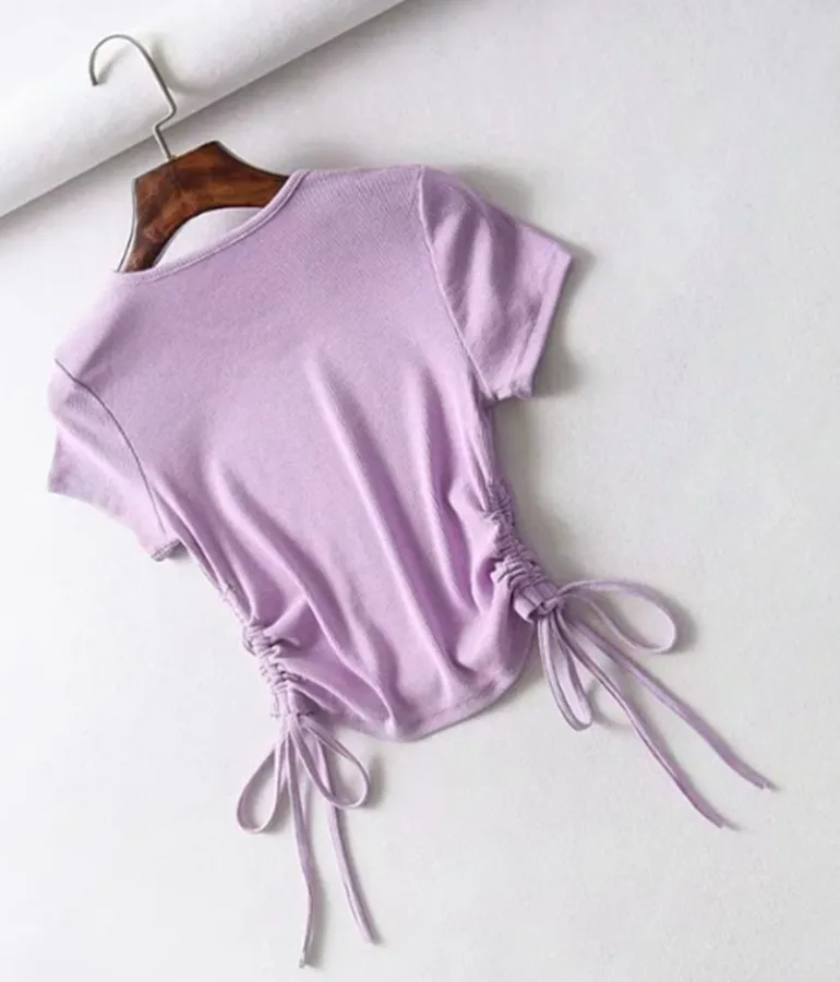 Girl's Side Drawstring-tie Ruched Tank Top