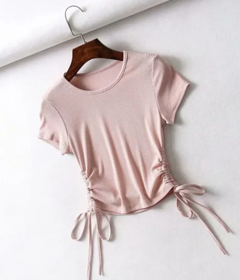 Girl's Side Drawstring-tie Ruched Tank Top
