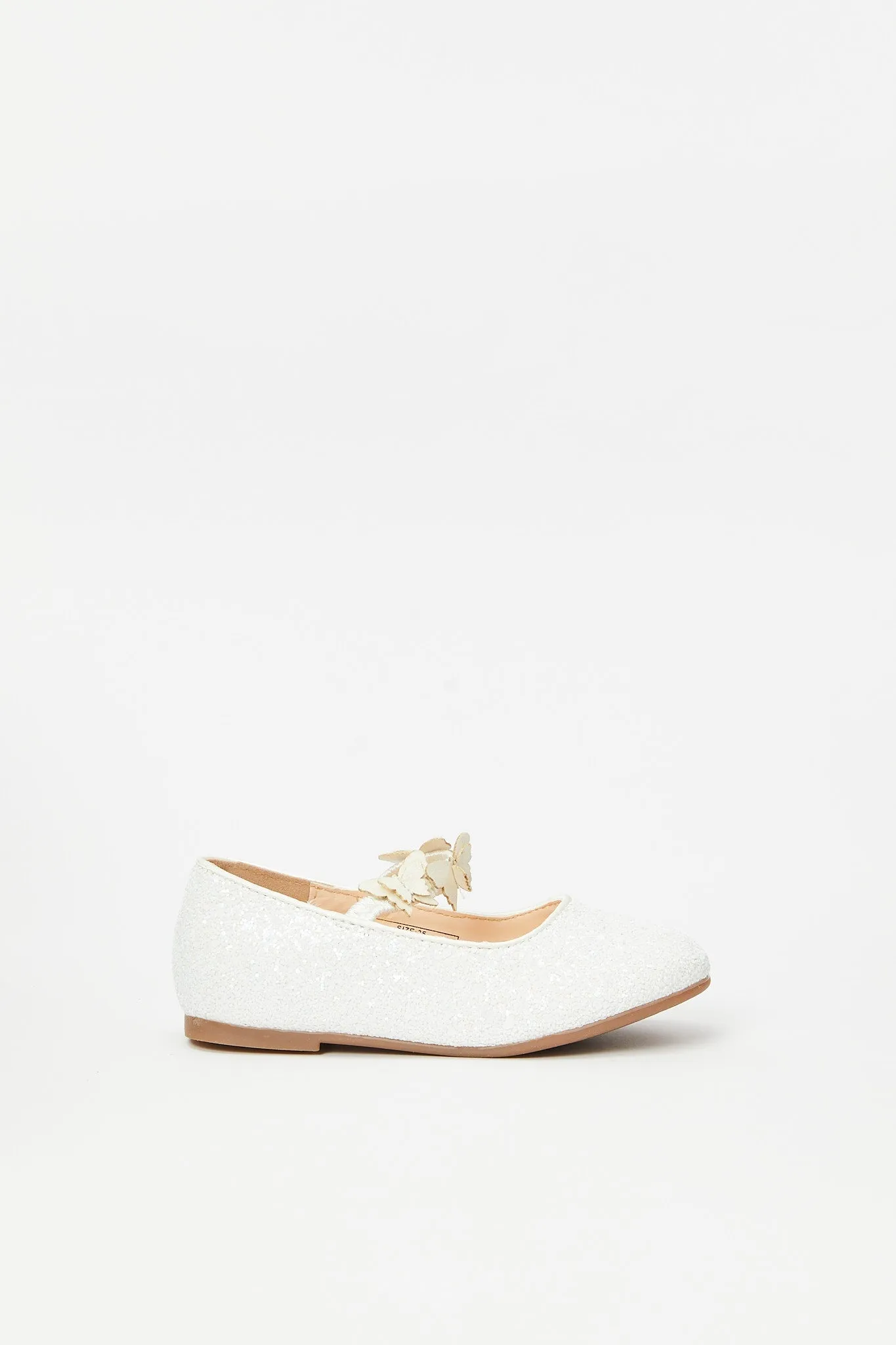 Girls White Butterfly Trim Ballerina
