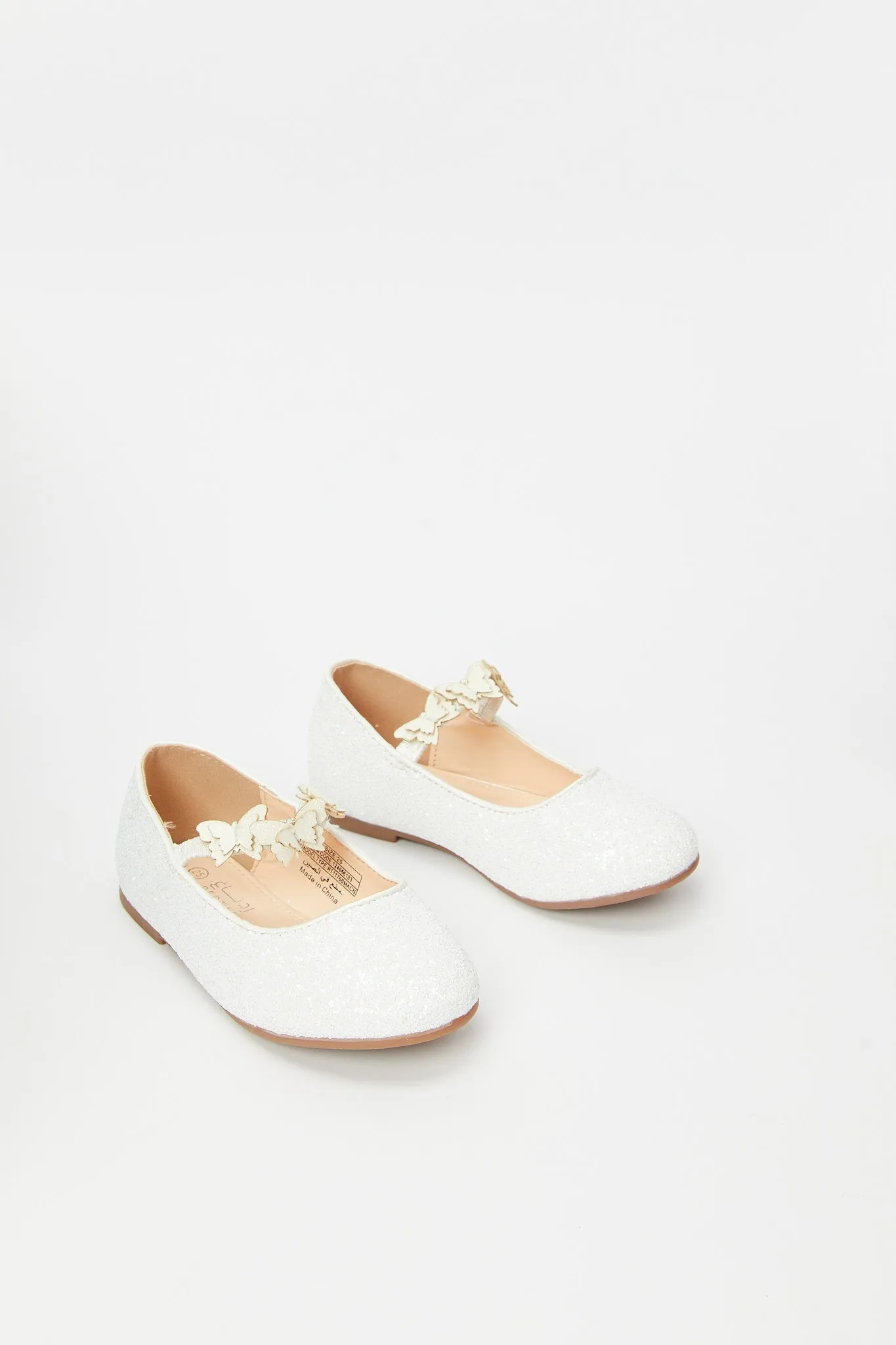 Girls White Butterfly Trim Ballerina