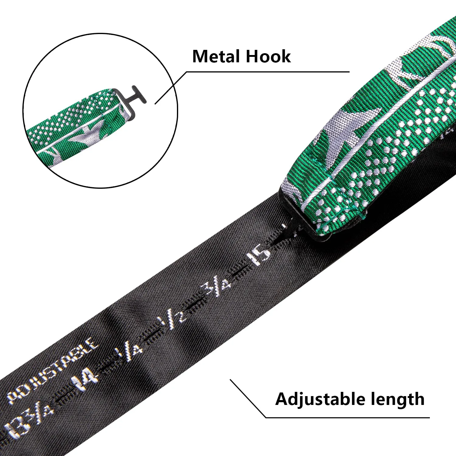 Green White Christmas Novelty Self-tied Bow Tie Hanky Cufflinks Set