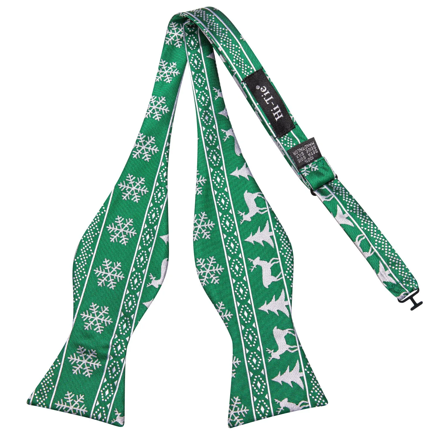Green White Christmas Novelty Self-tied Bow Tie Hanky Cufflinks Set