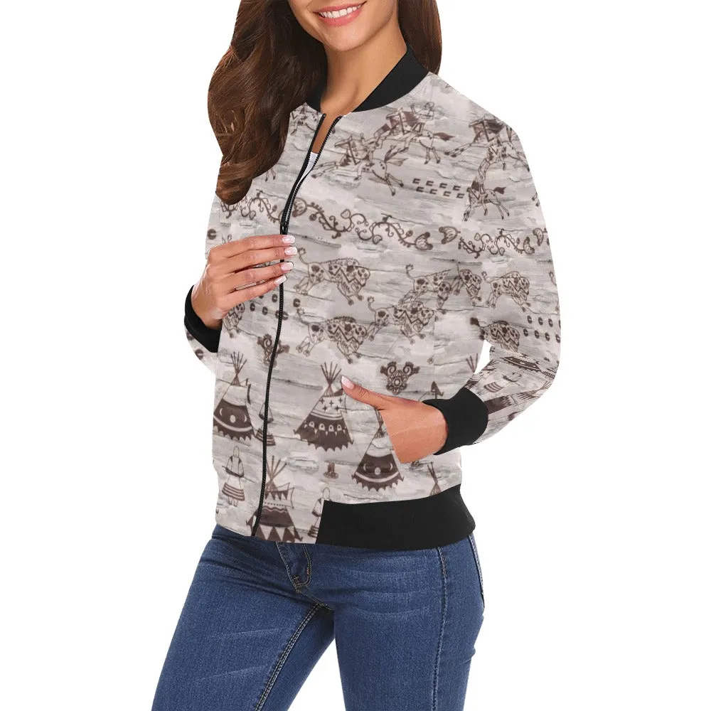 Heart of The Forest All Over Print Bomber Jacket for Women
