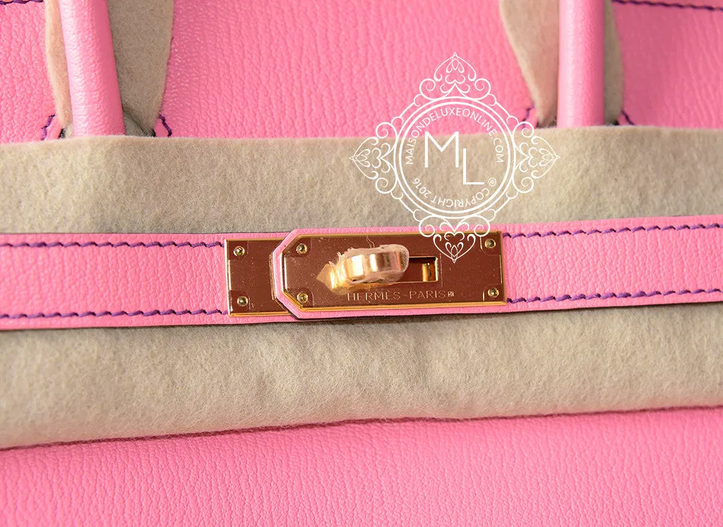 Hermes Rose Confetti Pink Anemone Chevre Birkin 30 Handbag