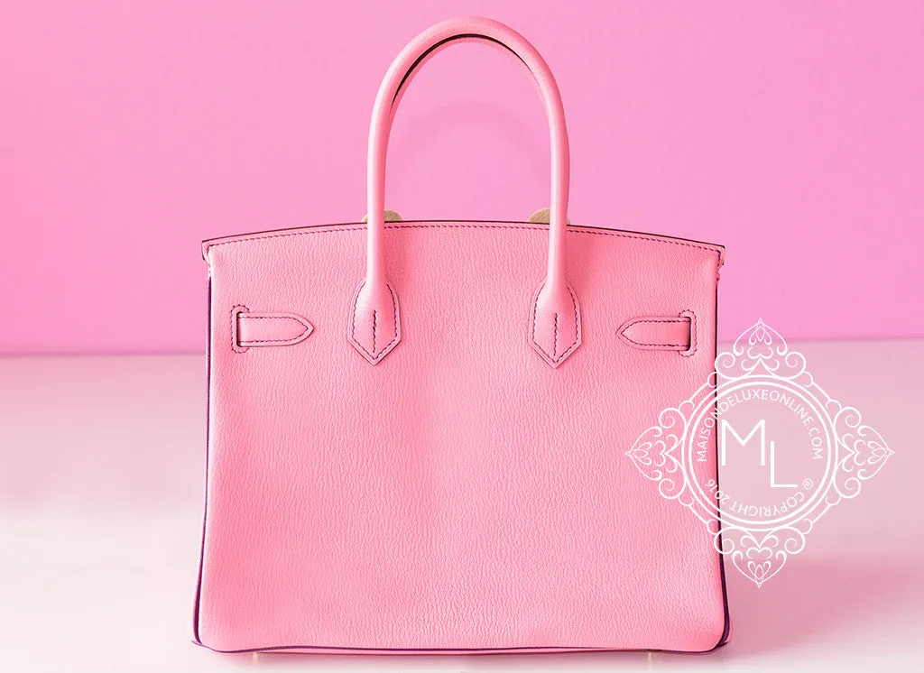 Hermes Rose Confetti Pink Anemone Chevre Birkin 30 Handbag