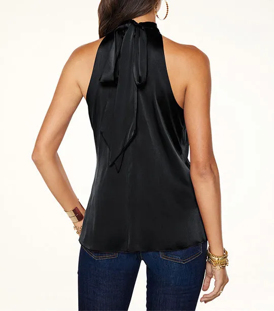 Lori High Neck Tank Top Black