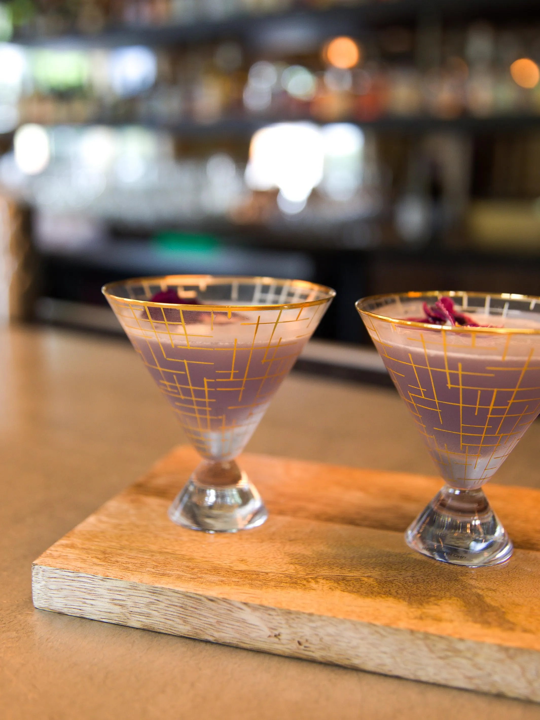 Martini Glass | Gold Hatch - Set of 4