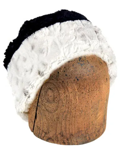 Men's Beanie Hat, Reversible - Luxury Faux Fur in Winters Frost