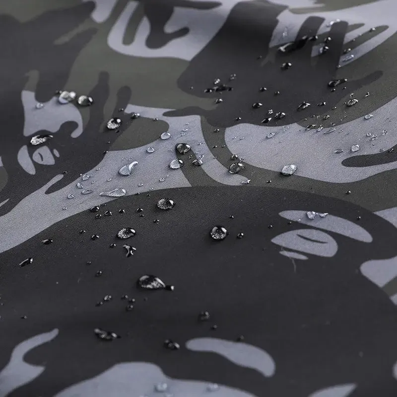 Men's Lightweight Waterproof Hooded Rain Jacket Outdoor Raincoat Soft Shell Hiking Travel Fishing Camouflaged Jacket