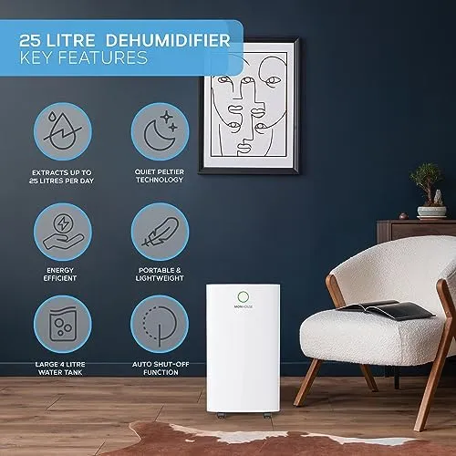 MONHOUSE 25L/Day Digital Dehumidifier - Large 4L Tank (New)