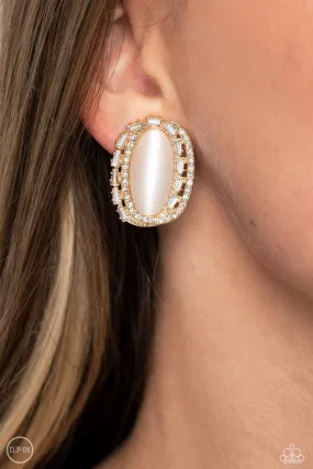Paparazzi Earring ~ Shimmery Statement - Gold
