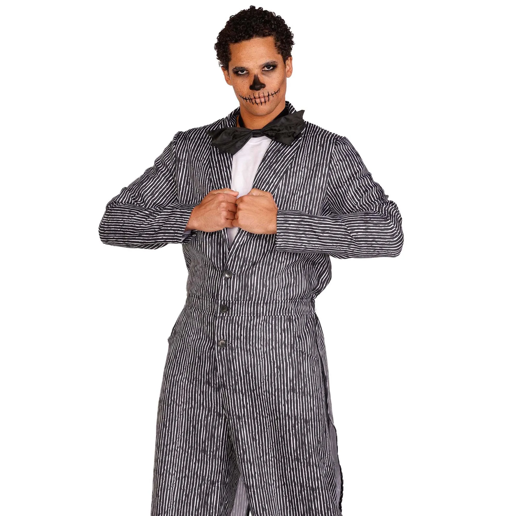 Pinstriped Tux Jumpsuit Costume for Adults