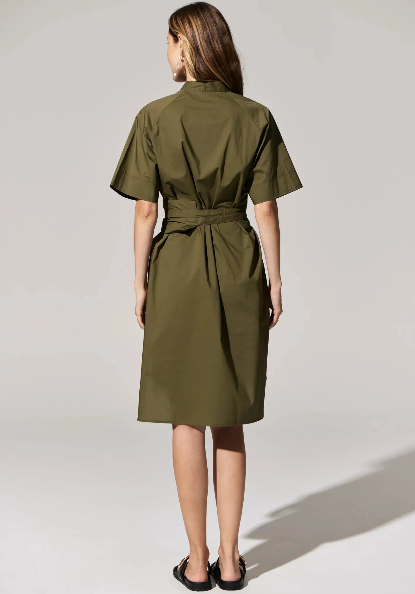 POL Toya Shirt Dress in Khaki