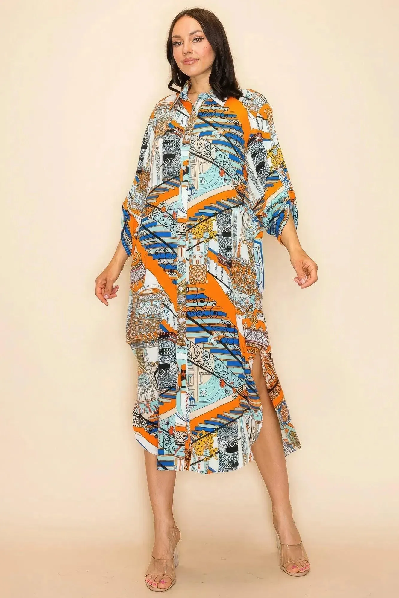 Printed Shirt Dress