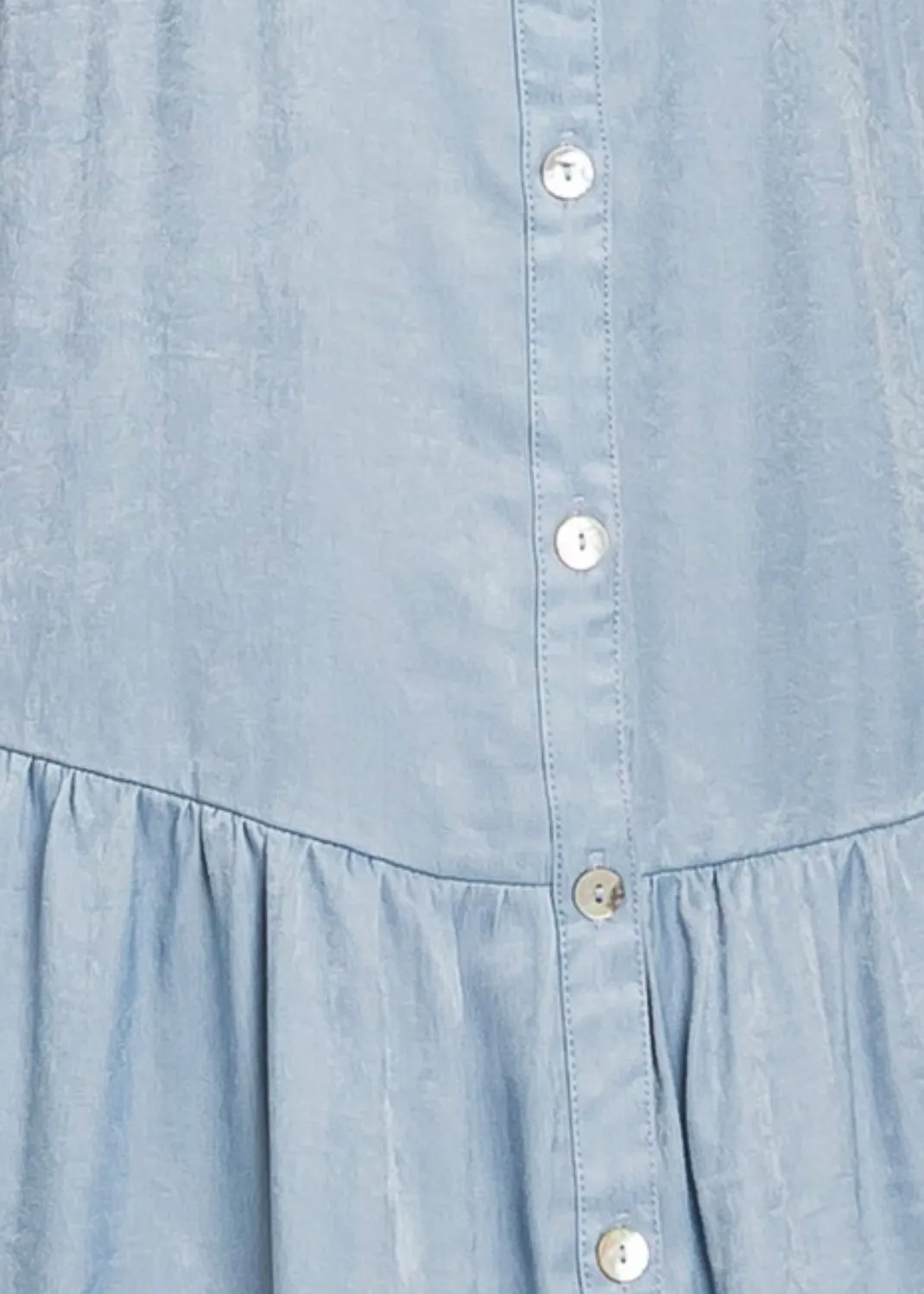 Ranunculus, Drop Waist, Womens Knee Length Shirt Dress, Wrinkle Resistant, Blue
