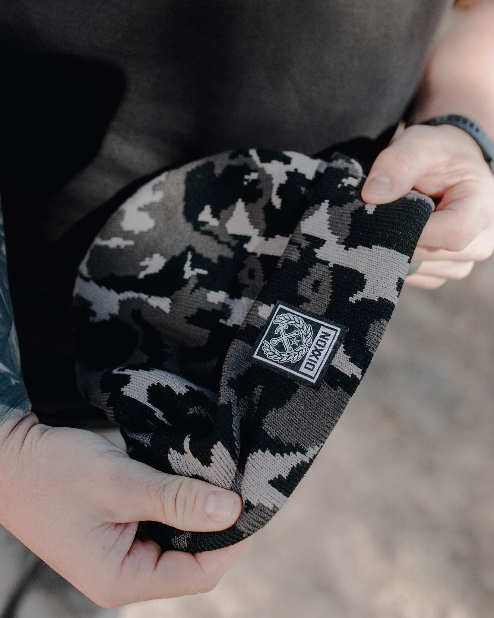 Ribbed Beanie - Black Camo