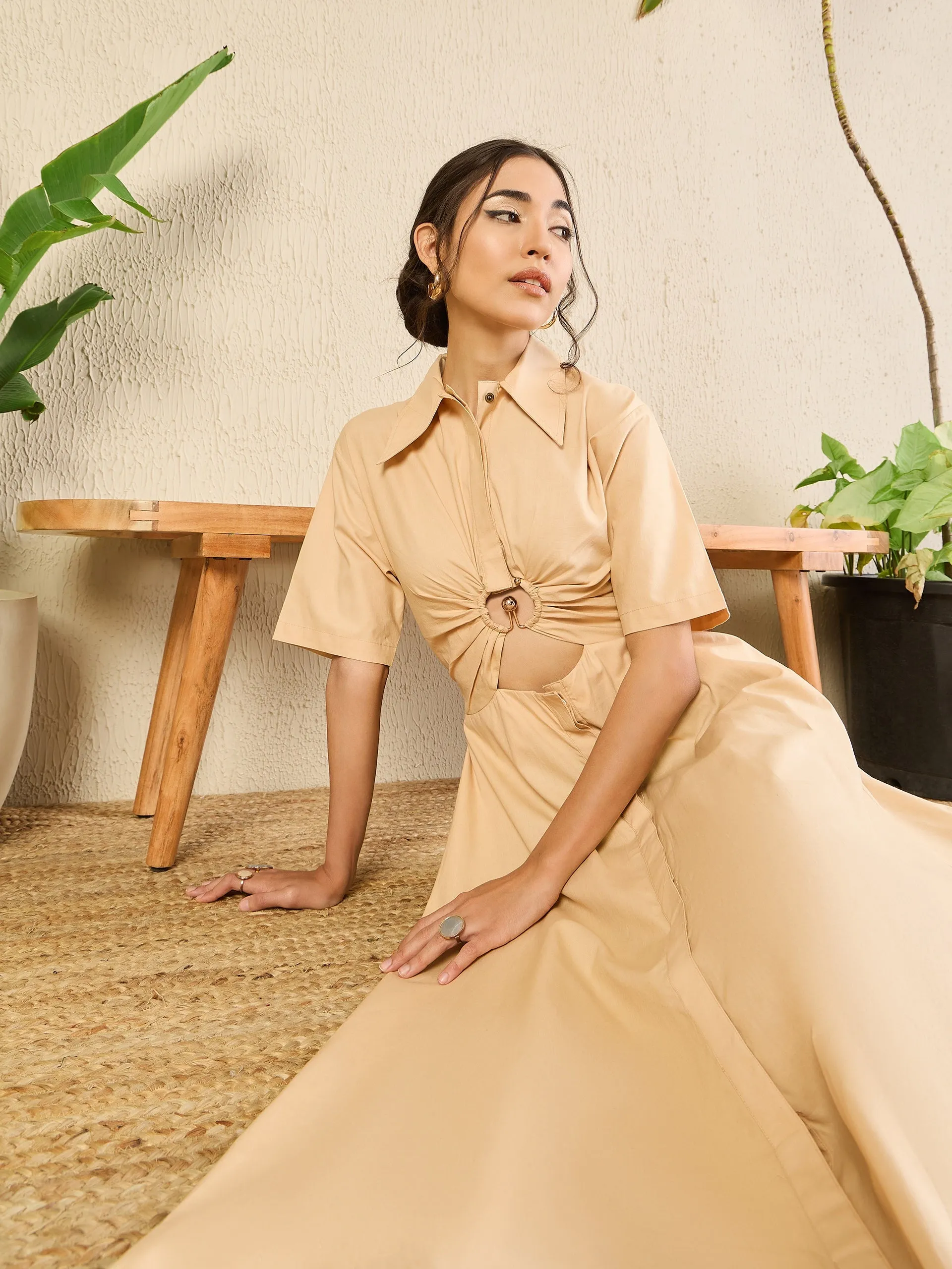 Ring Accent Shirt dress