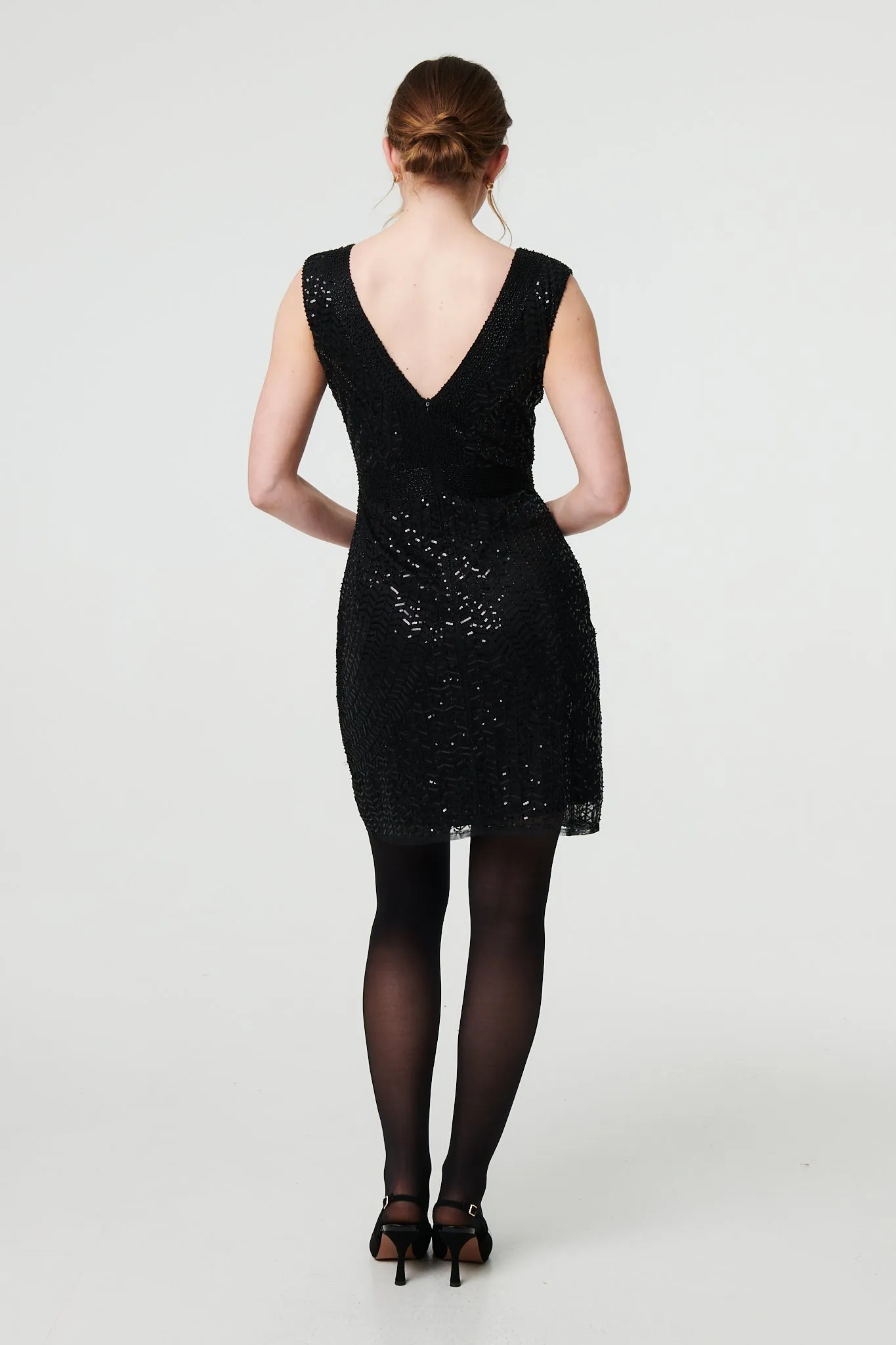Sequin Embellished Sleeveless Mini Dress