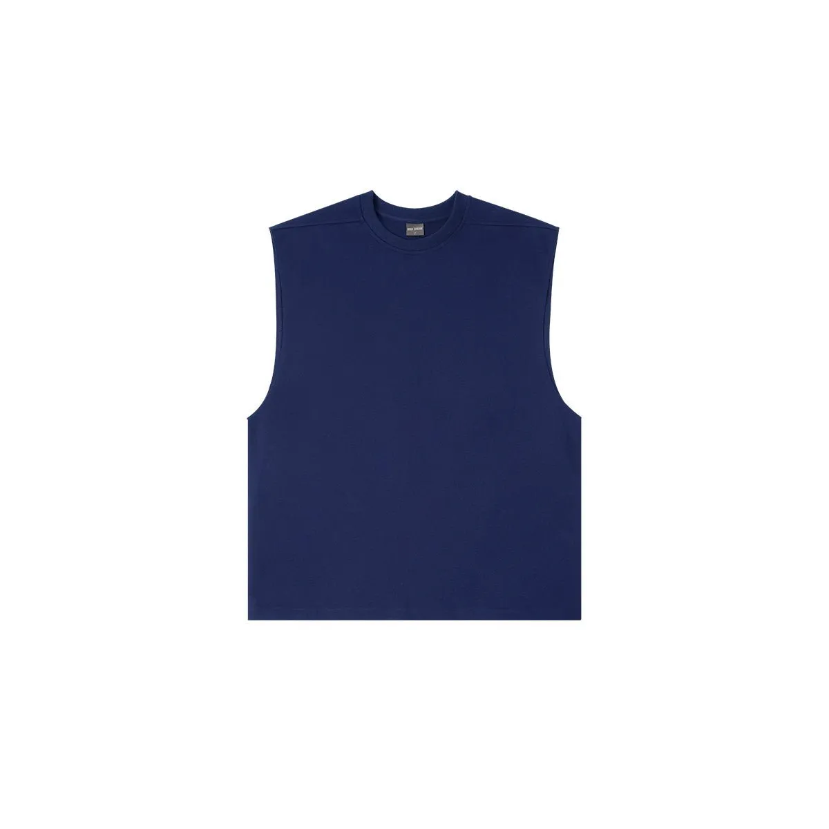 Side Zipper Oversized Cut Off Navy Sports Tank Top