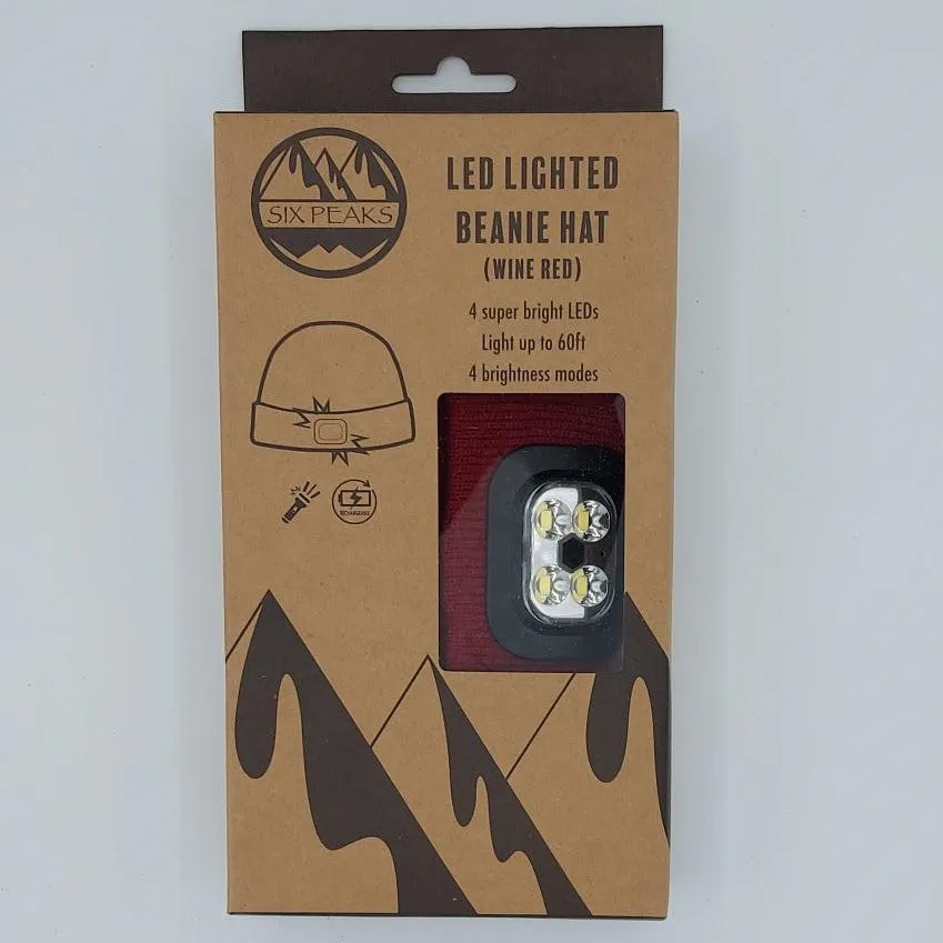 Six Peaks LED Lighted Unisex Beanie Hat - Wine Red