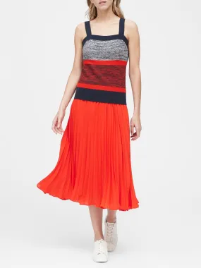 Square-Neck Sweater Tank In Navy & Red Stripe