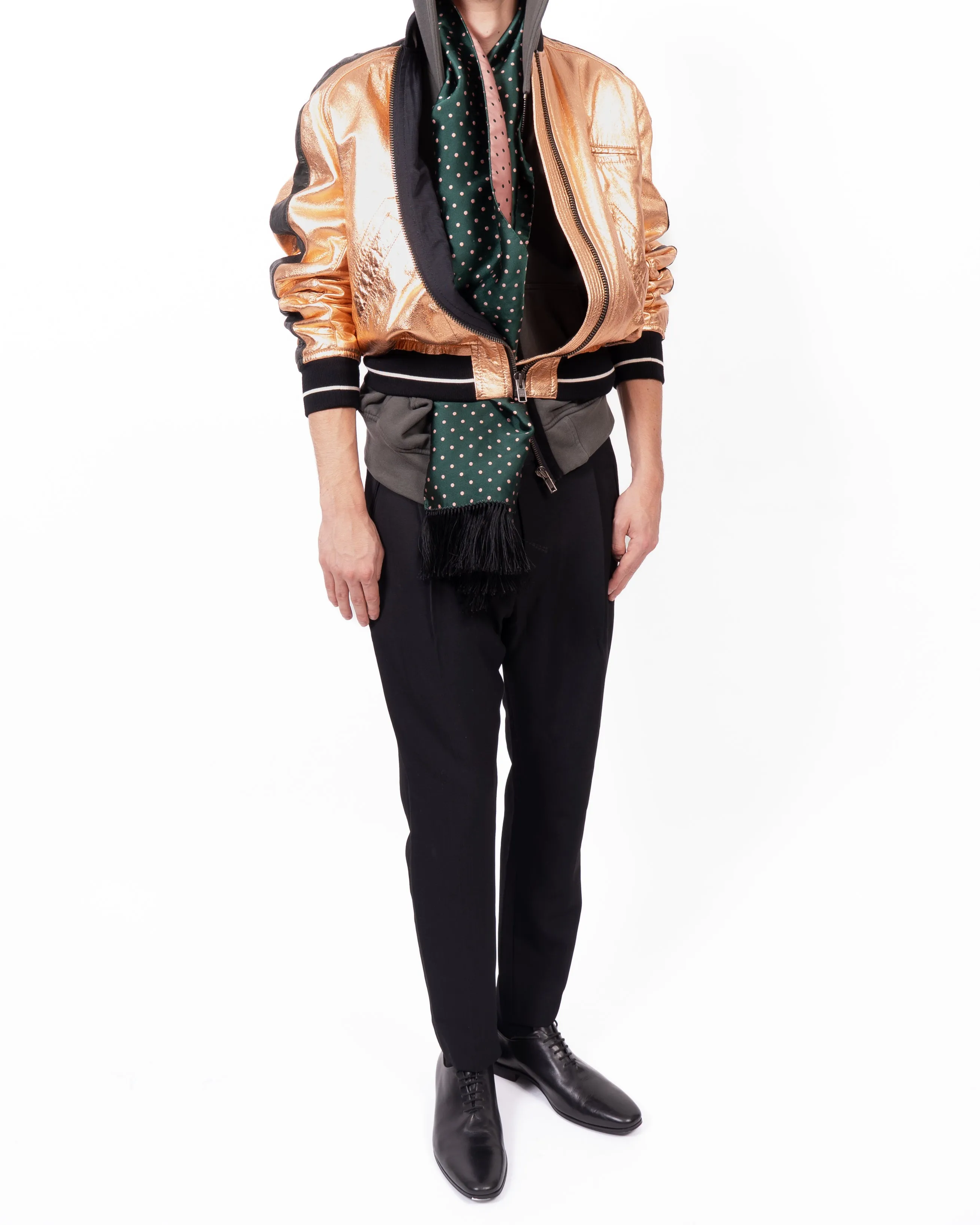 SS17 Boxy Bomber Jacket in Bronze Metallic Leather