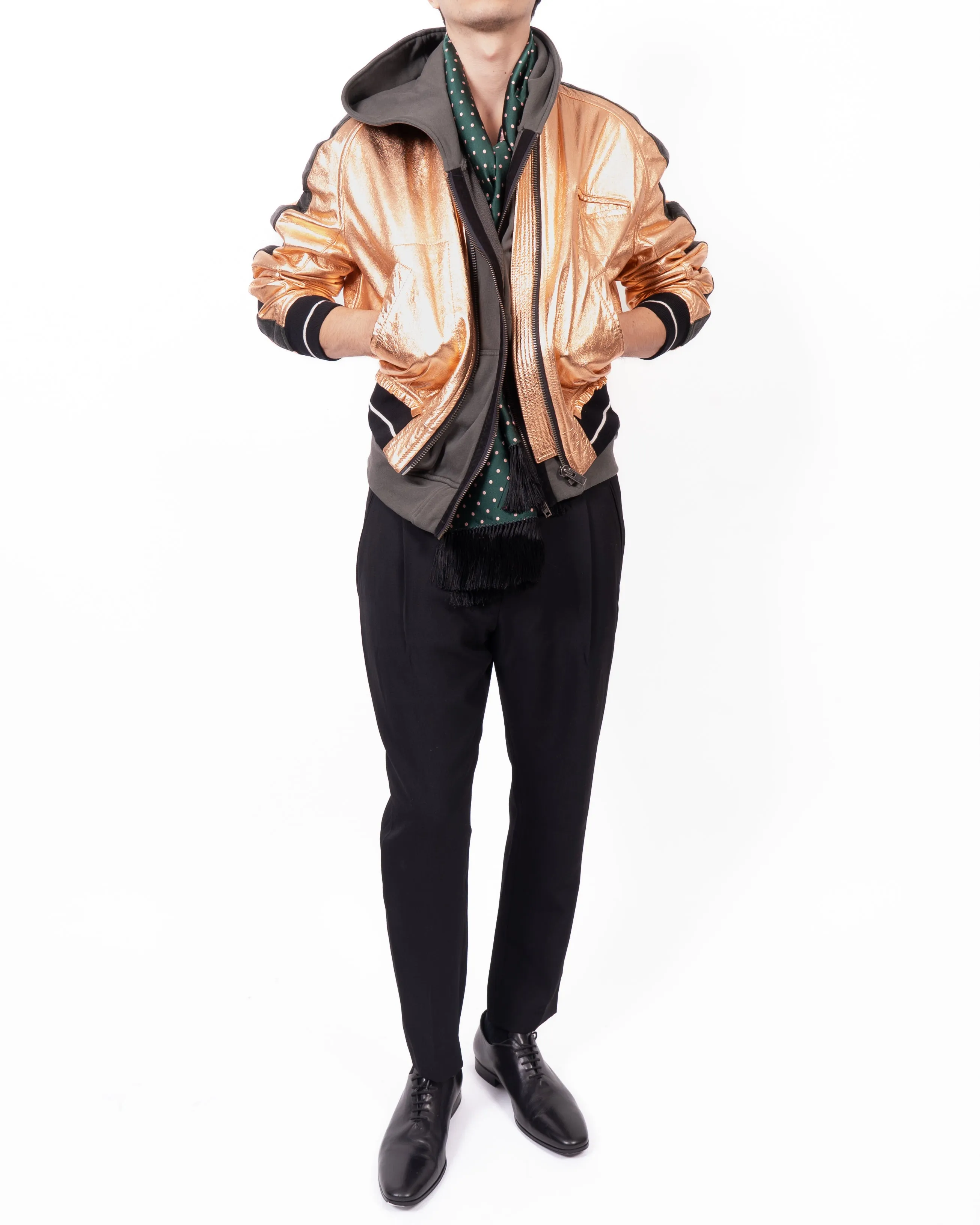 SS17 Boxy Bomber Jacket in Bronze Metallic Leather
